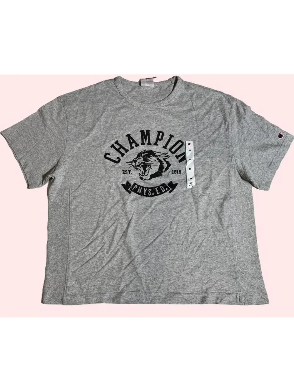 Champion Gray  Phys. Ed. Cougar Graphic Tee T Shirt Mens Size M NWT NEW